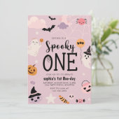 ワン不気味ハロウィーン幽霊ガール誕生日 招待状 (スタンド正面)