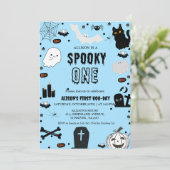ワン不気味ハロウィーン幽霊ガール1歳の誕生日パーティー 招待状 (スタンド正面)