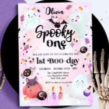 ワン不気味ハロウィーン幽霊1st誕生日招待状