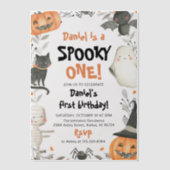 ワン不気味ハロウィーン幽霊1st誕生日 ベラム紙招待状 (正面)