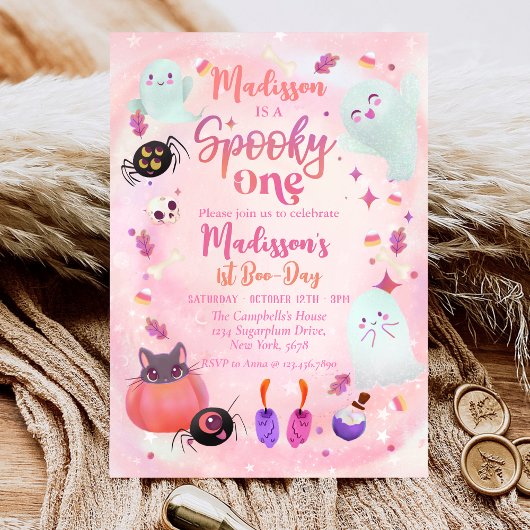 ワン不気味ハロウィーン幽霊1st誕生日 招待状