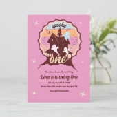 ワン不気味ハロウィーン第1誕生日幽霊ピンク 招待状 (スタンド正面)