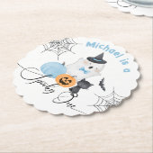 ワン不気味ハロウィーン誕生日ブルーブー ペーパーコースター (アングル)