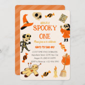 ワン不気味ハロウィーン誕生日招待状 招待状 (正面/裏面)