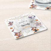 ワン不気味ハロウィーン誕生日紙コースター スクエアペーパーコースター (アングル)