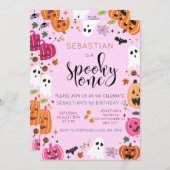 ワン不気味ハロウィーン誕生日 招待状 (正面/裏面)