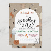 ワン不気味ハロウィーン誕生日 招待状 (正面/裏面)