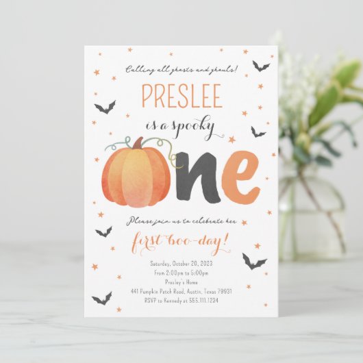 ワン不気味ファースト誕生日ハロウィーン招待状 招待状 (スタンド正面)