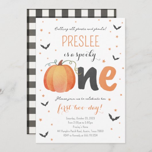 ワン不気味ファースト誕生日ハロウィーン招待状 招待状 (正面/裏面)