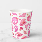 ワン不気味ファースト誕生日ピンク幽霊紙カップ 紙コップ (裏面)