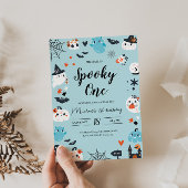 ワン不気味ブルーハロウィーン誕生日招待状 招待状