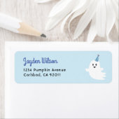 ワン不気味ブルー幽霊ハロウィーン差出人住所 ラベル (インサイチュ)