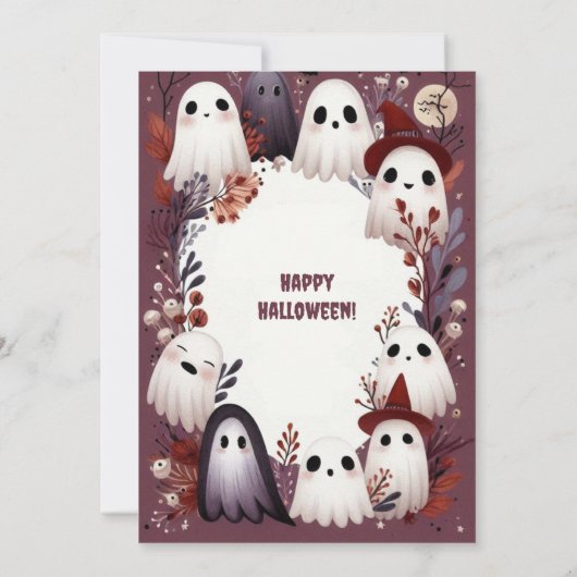 ワン不気味ブークルーフレンドリー幽霊グールズ誕生日 招待状 (裏面)