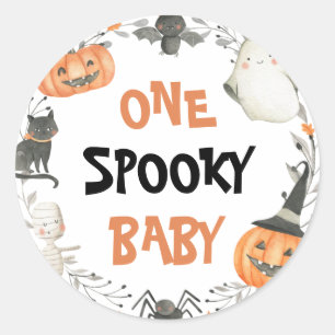 ワン不気味ベビーかわいいハロウィーン幽霊誕生日 ラウンドシール