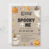 ワン不気味ヴィンテージハロウィーン幽霊誕生日 招待状 (正面)