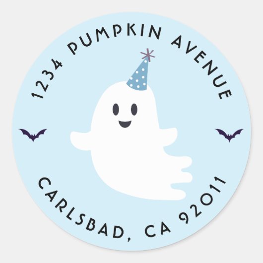 ワン不気味幽霊ハロウィーン誕生日差出人住所 ラウンドシール (正面)