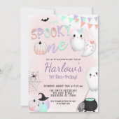 ワン不気味幽霊パステルハロウィーン1日の誕生日 招待状 (正面)