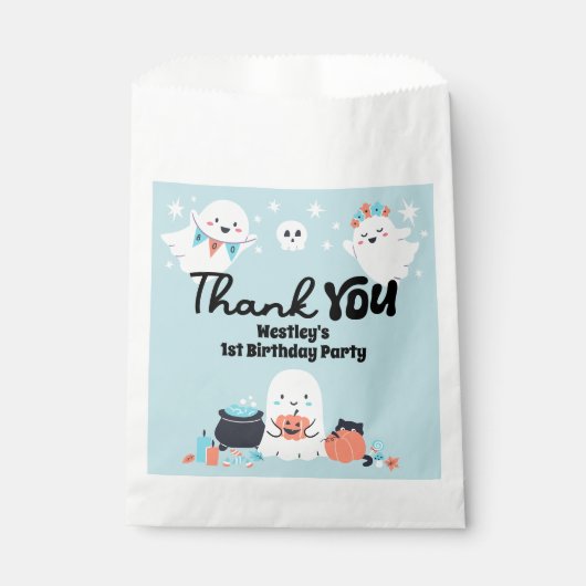 ワン不気味幽霊ボーイ1歳パーティー フェイバーバッグ (正面)