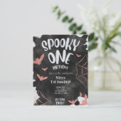 ワン不気味招待状ハロウィーン誕生日ピンクこうもり カード (スタンド正面)