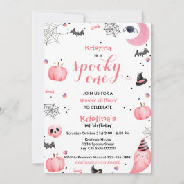 ワン不気味誕生日ピンク幽霊 招待状