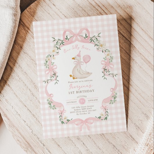 ワン名門私立校風のグースピ間抜けックボウガール1st誕生日 招待状