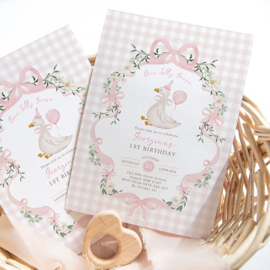 ワン名門私立校風のグースピ間抜けックボウガール1st誕生日 招待状