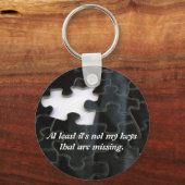 ワン恋しく思ズパズルピース白黒フォトカスタム キーホルダー (正面)