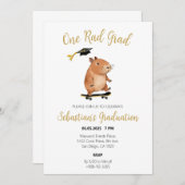 ワン素晴らしいグラードカピバラウォーターカラー卒業パーティー 招待状 (正面/裏面)