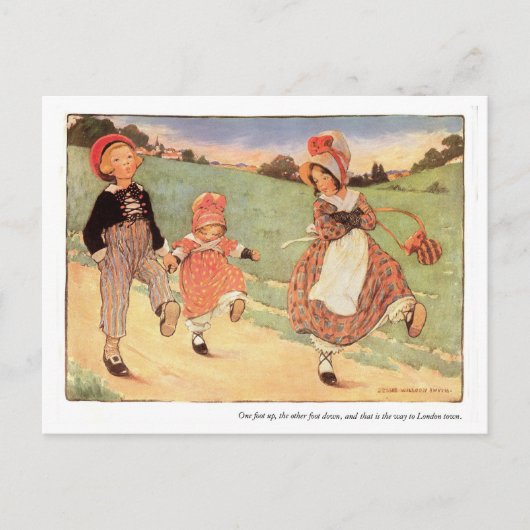 ワン足アップワン足ダウン子供部屋韻 ポストカード (正面)