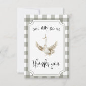「ワン間抜けガチョウ」かわいいピクニックの誕生日パーティー サンキューカード (正面)