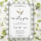 「ワン間抜けガチョウ」かわいいピクニックの誕生日パーティー 招待状