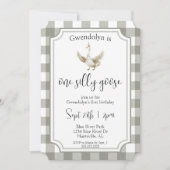 「ワン間抜けガチョウ」かわいいピクニックの誕生日パーティー 招待状 (正面)
