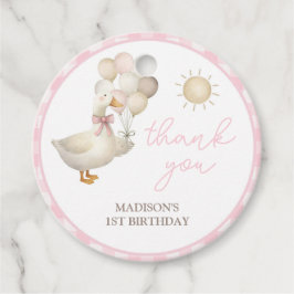 ワン間抜けガチョウ、ピンクのギンガム、レトロ フェイバータグ