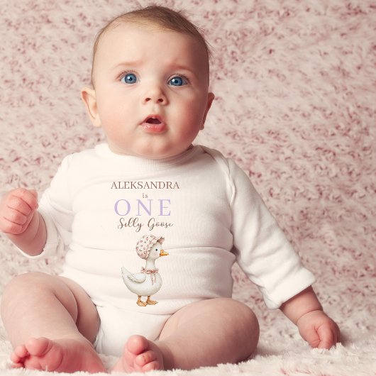 ワン間抜けグースかわいい女の子1st誕生日の衣装 ベビーボディスーツ