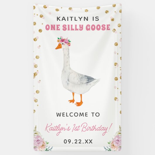 ワン間抜けグースガールズ1st誕生日パーティーへようこそ 横断幕 (縦)
