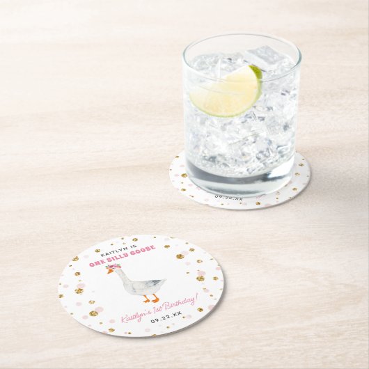 ワン間抜けグースガールズ1st誕生日パーティー ラウンドペーパーコースター (インサイチュ)