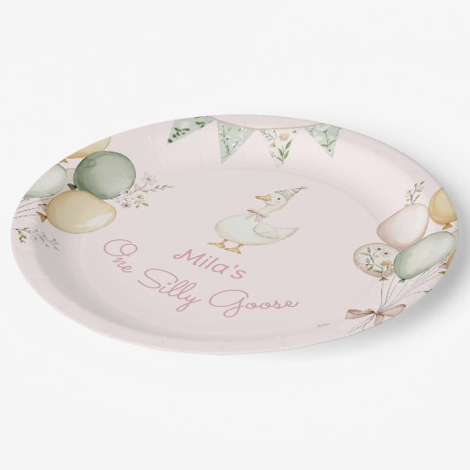 ワン間抜けグースガール1st誕生日 ペーパープレート (アングル)