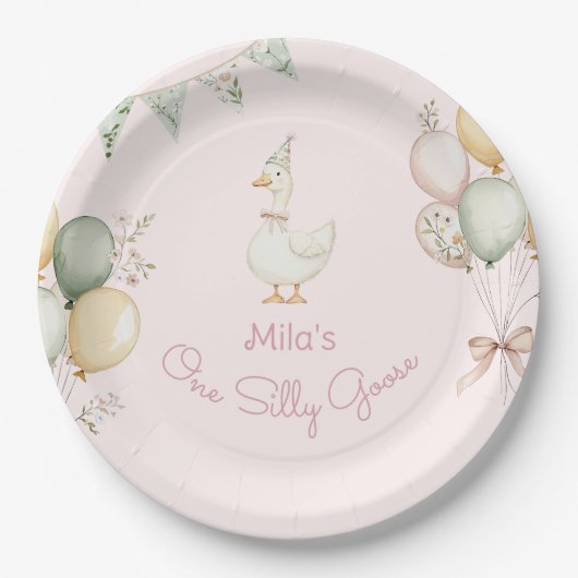 ワン間抜けグースガール1st誕生日 ペーパープレート (正面)
