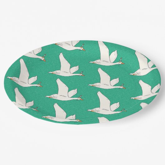 ワン間抜けグースグリーン誕生日パーティー ペーパープレート (アングル)