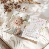 ワン間抜けグースパステルガール1stバースデーフォト 招待状