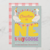 ワン間抜けグースパーティー招待状、ガールズ1歳 招待状 (正面/裏面)
