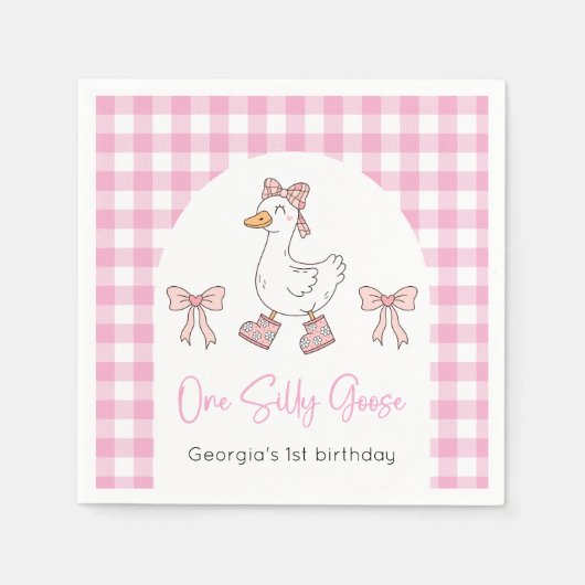 ワン間抜けグースピンク1歳 スタンダードカクテルナプキン (正面)