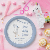 ワン間抜けグースブルーボーイ1歳の誕生日 ペーパープレート (パーティー)