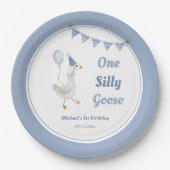 ワン間抜けグースブルーボーイ1歳の誕生日 ペーパープレート (正面)