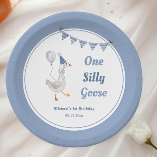 ワン間抜けグースブルーボーイ1歳の誕生日 ペーパープレート