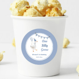 ワン間抜けグースブルーボーイ1歳の誕生日 ラウンドシール