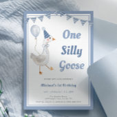 ワン間抜けグースブルーボーイ1歳の誕生日 招待状