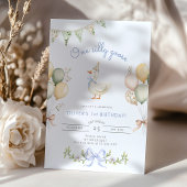 ワン間抜けグースブルーボーイ1歳の誕生日 招待状