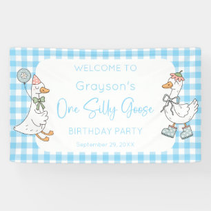 ワン間抜けグースブルー1歳の誕生日へようこそ 横断幕