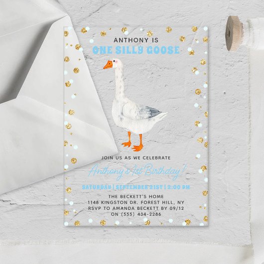 ワン間抜けグースボーイズ1回目の誕生日 アクリル招待状